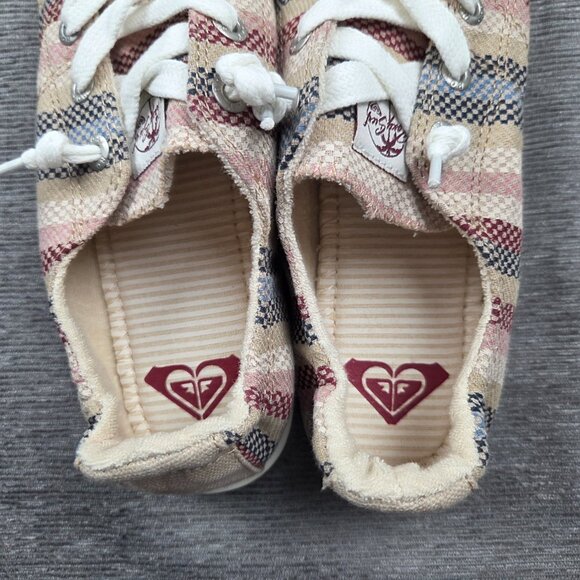 Roxy Bayshore Womens Sneakers Size 8.5 Brown Stripe Stretch Lace Slip On NWOB - Picture 3 of 6